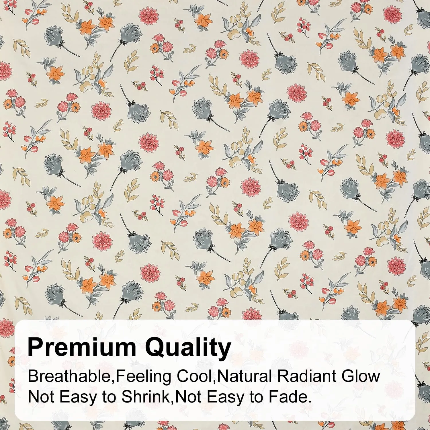 FRESH FROM LOOM Floral Print 240 TC King Size Microfiber Double Bedsheet with 2 Pillow Covers, Hypoallergenic, Super Soft (Size- 90 x 95 Inch | Pastel-Cream)