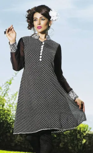 Georgette Black Printed Kurti