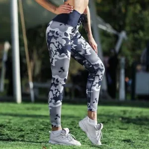 Gray Camouflage High Waist Skinny Legging