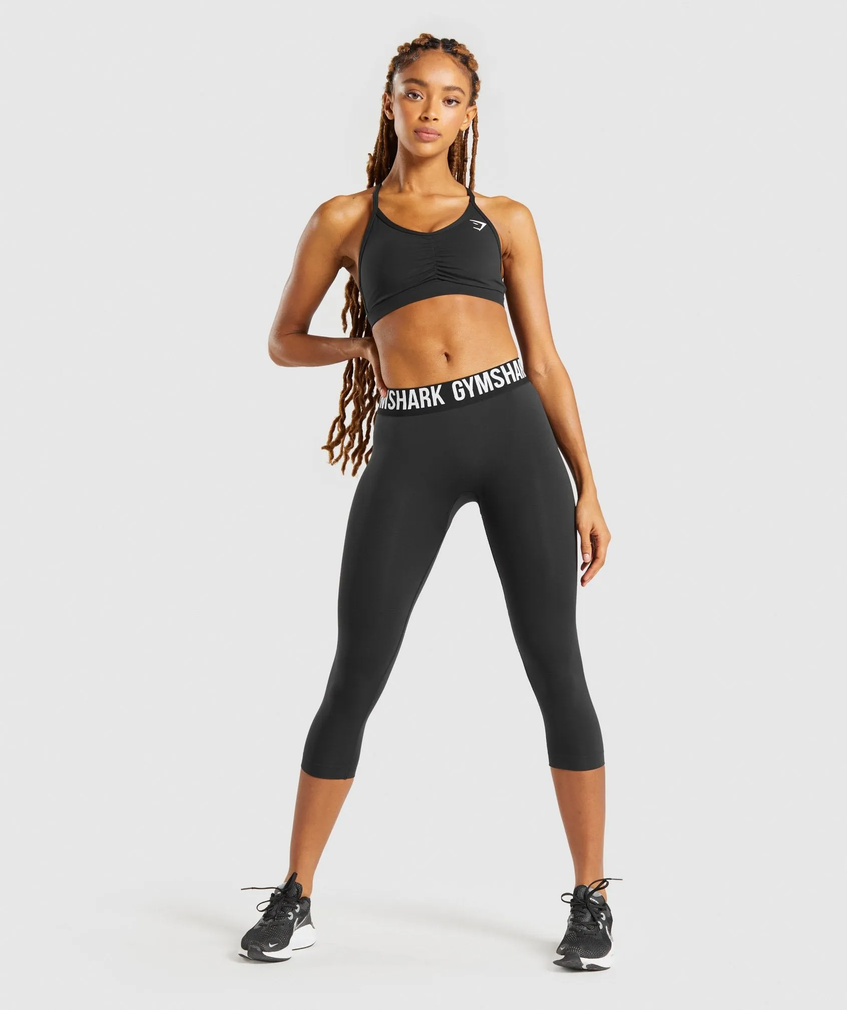 Gymshark Fit Seamless Cropped Leggings - Black/White