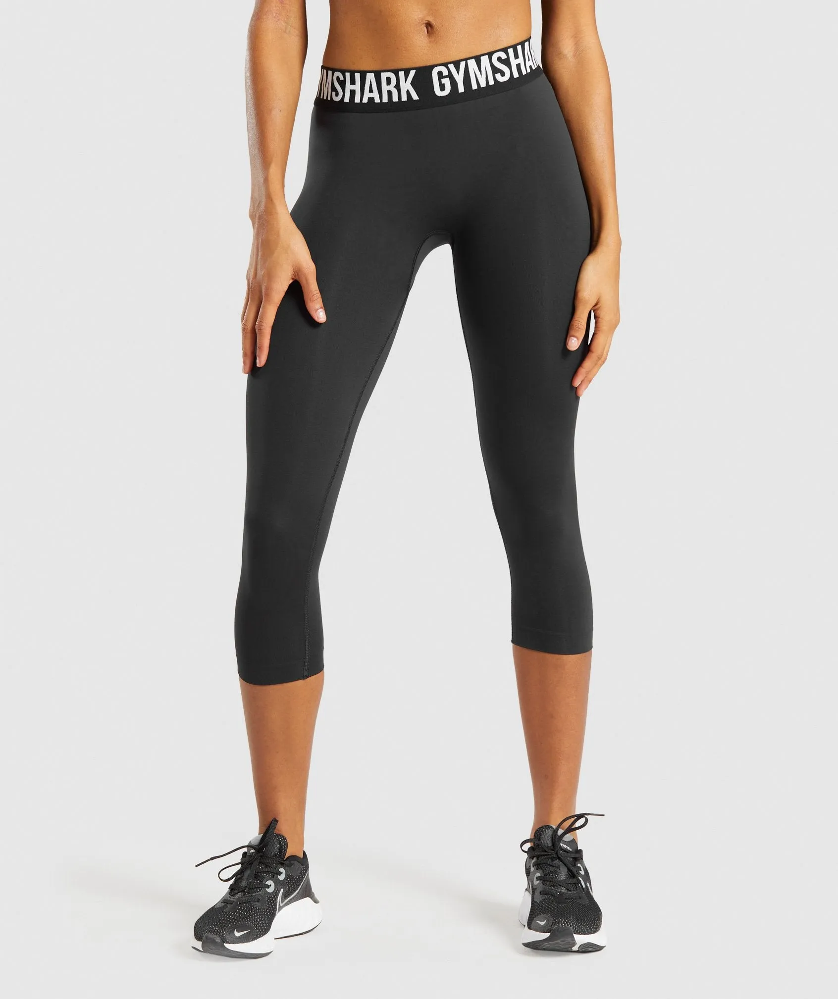 Gymshark Fit Seamless Cropped Leggings - Black/White