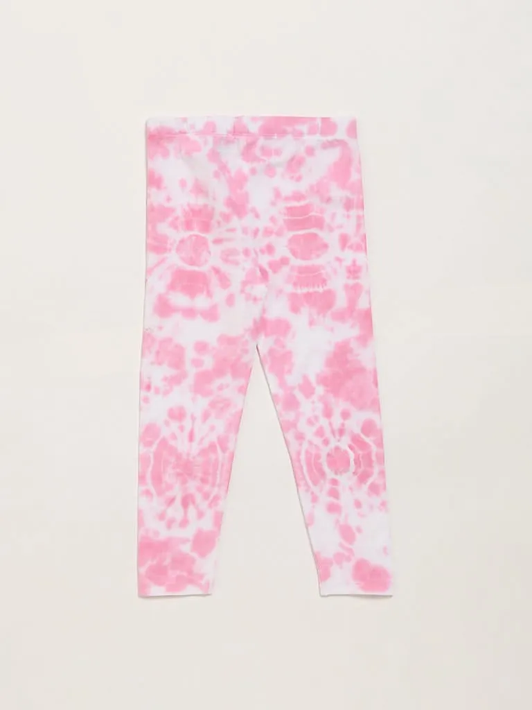 HOP Kids Pink & White Giraffe Print Leggings