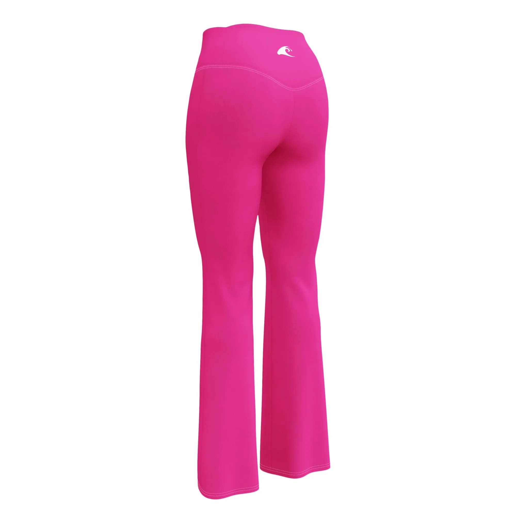 Hot Pink High Waist Flare Leggings with Extremely Stoked Epic Wave Logo