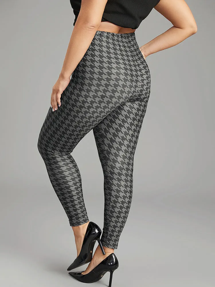 Houndstooth Print High Rise Skinny Leggings