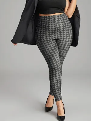 Houndstooth Print High Rise Skinny Leggings