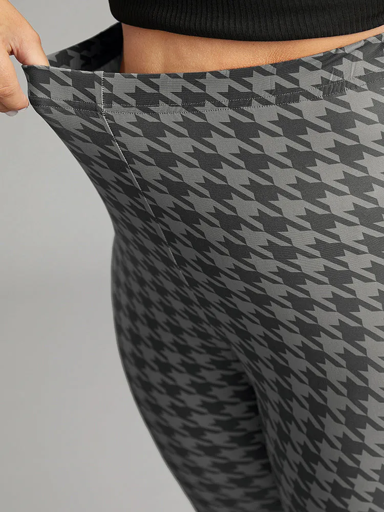 Houndstooth Print High Rise Skinny Leggings