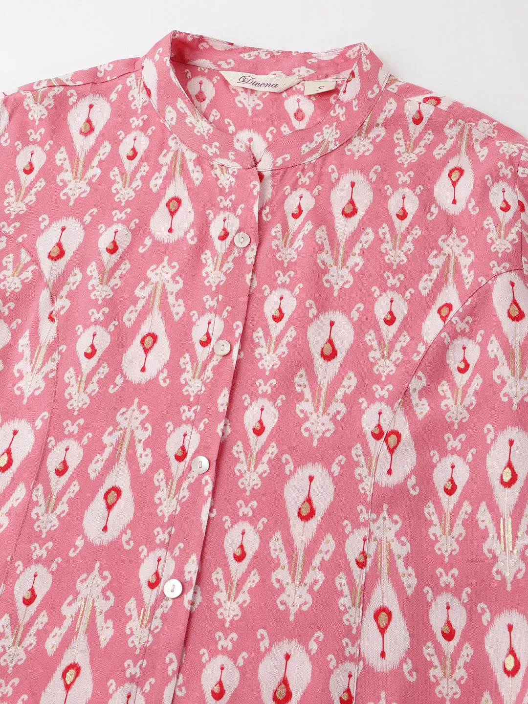 Jashvi Pink Floral Print Rayon Regular Top