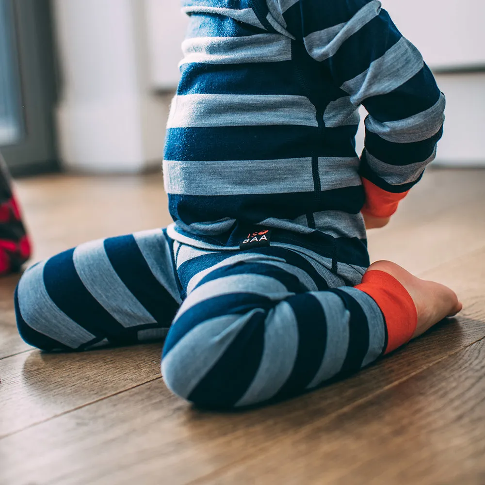 Kids Merino Blend 200 Leggings (Stripe Navy/Sky)