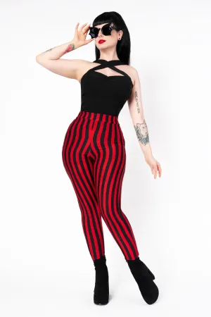 Leggings - black/red stripes