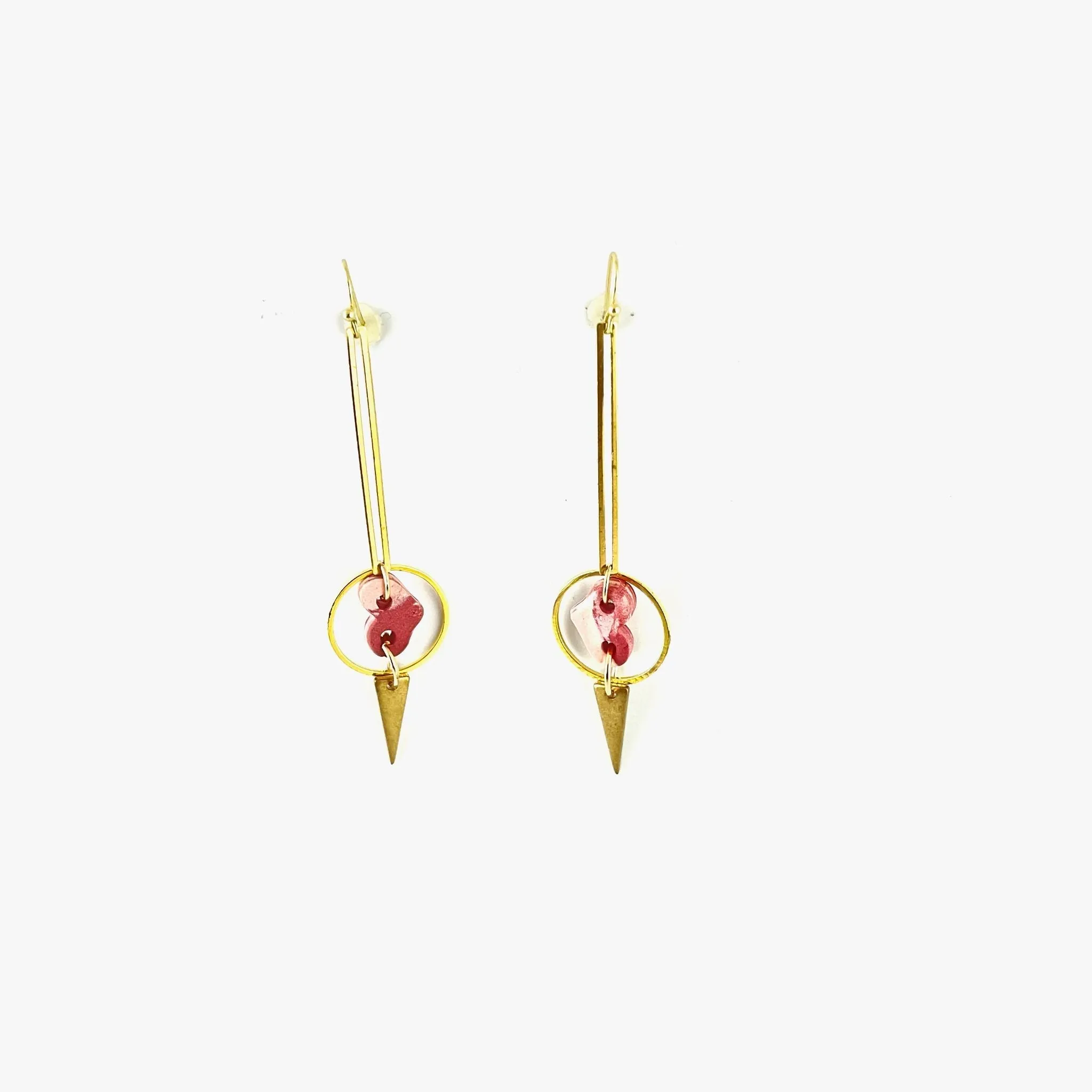 Linda Drop Pendant Earrings - Gold