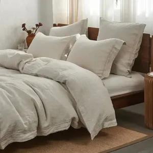 Linen Duvet Cover Set with Embroidery - 3 Pieces