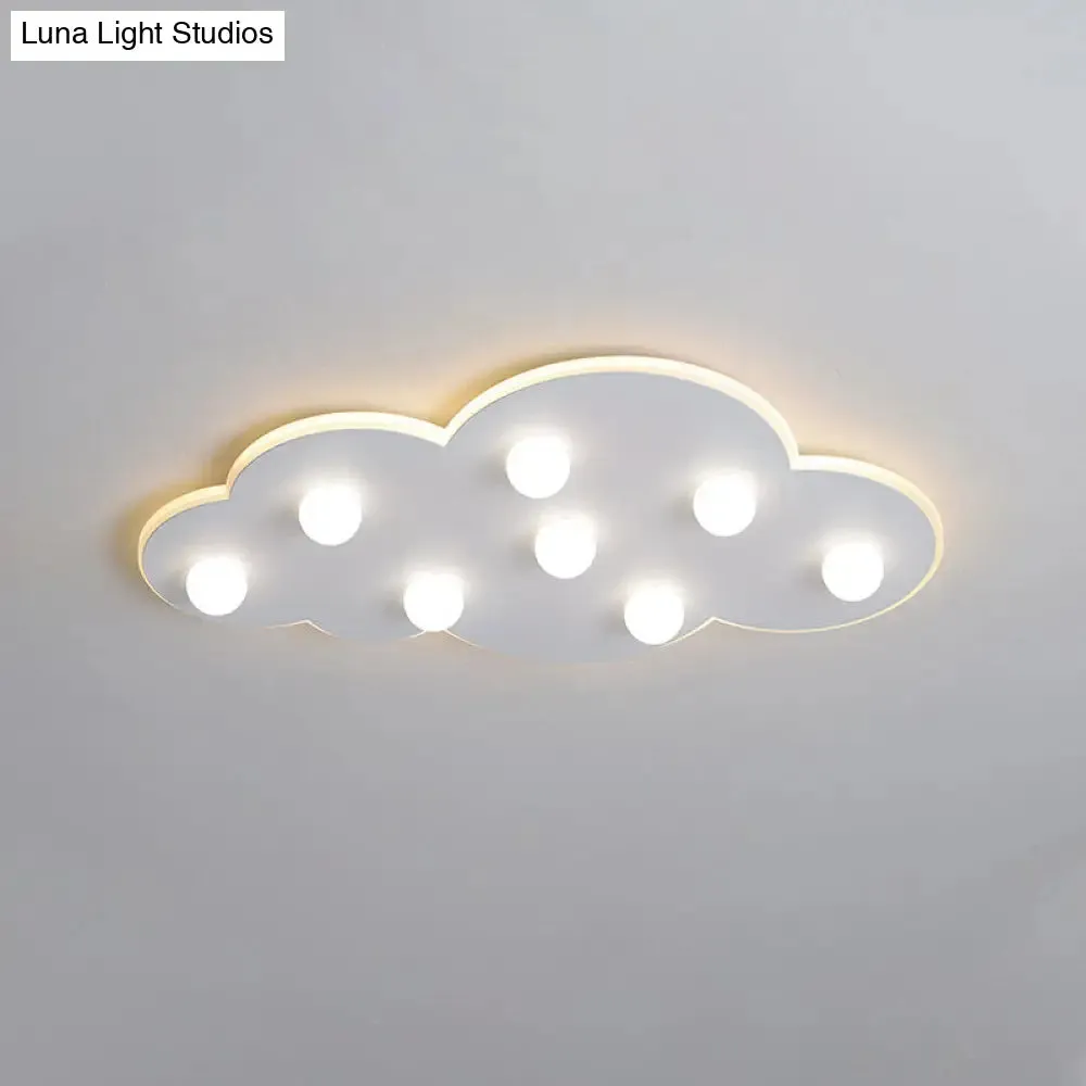 Macaron Metal Cloud Ceiling Light for Kids Bedroom - Blue/Pink/White, Flush Mount with 8 LEDs