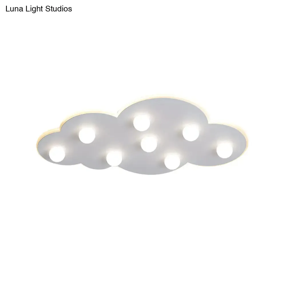 Macaron Metal Cloud Ceiling Light for Kids Bedroom - Blue/Pink/White, Flush Mount with 8 LEDs