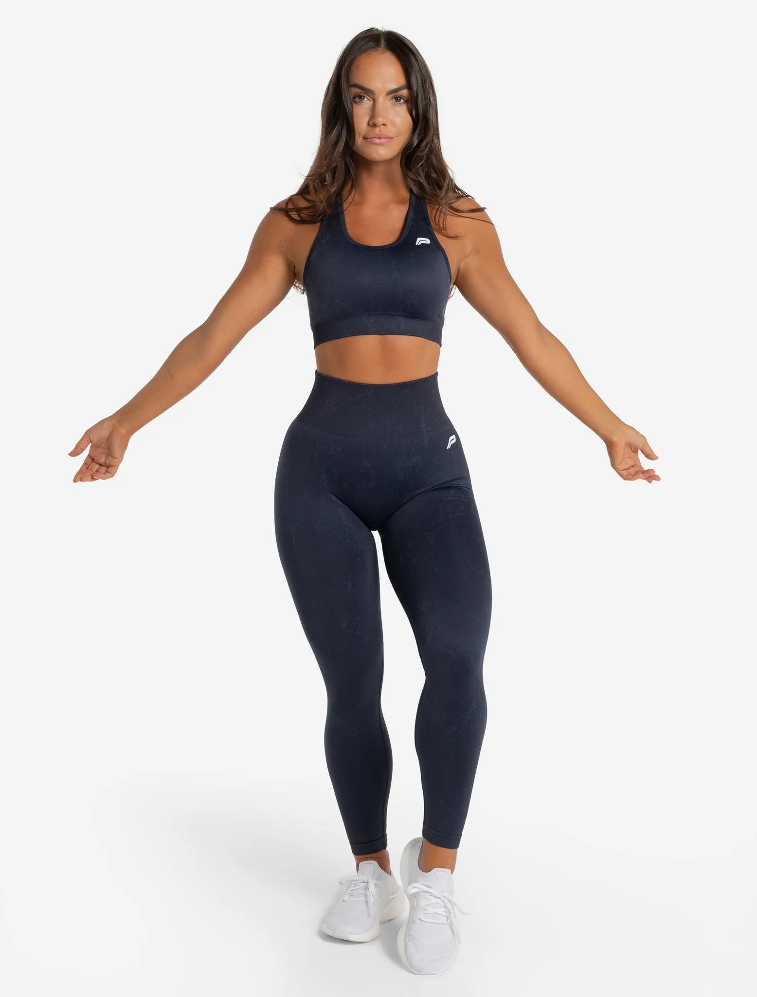 Marble Seamless Leggings - Navy