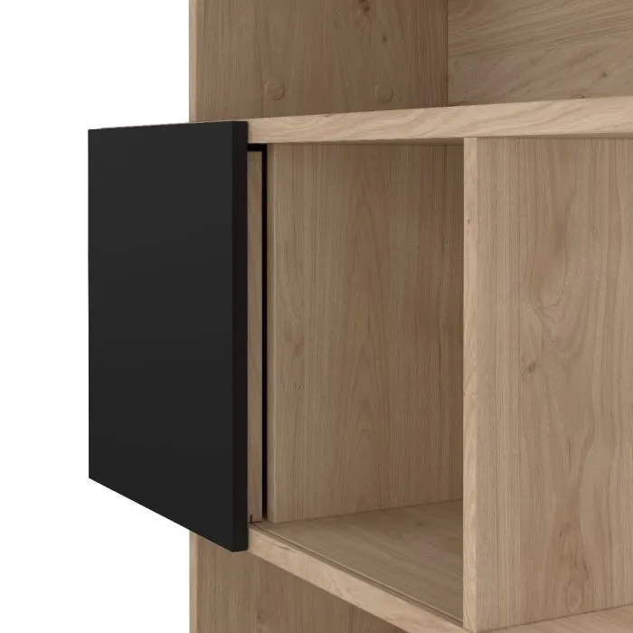 Maze Asymmetrical Bookcase with 3 Doors in Jackson Hickory and Black