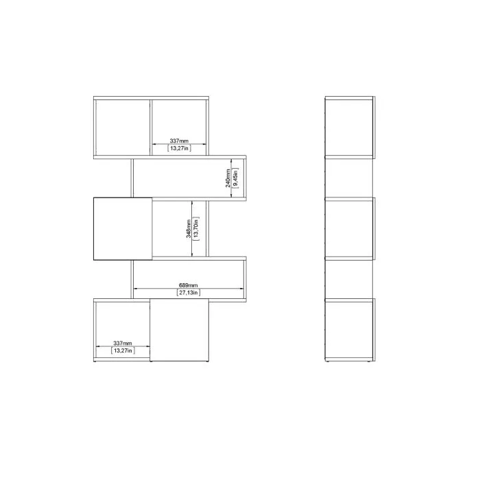 Maze Asymmetrical Bookcase with 3 Doors in Jackson Hickory and Black