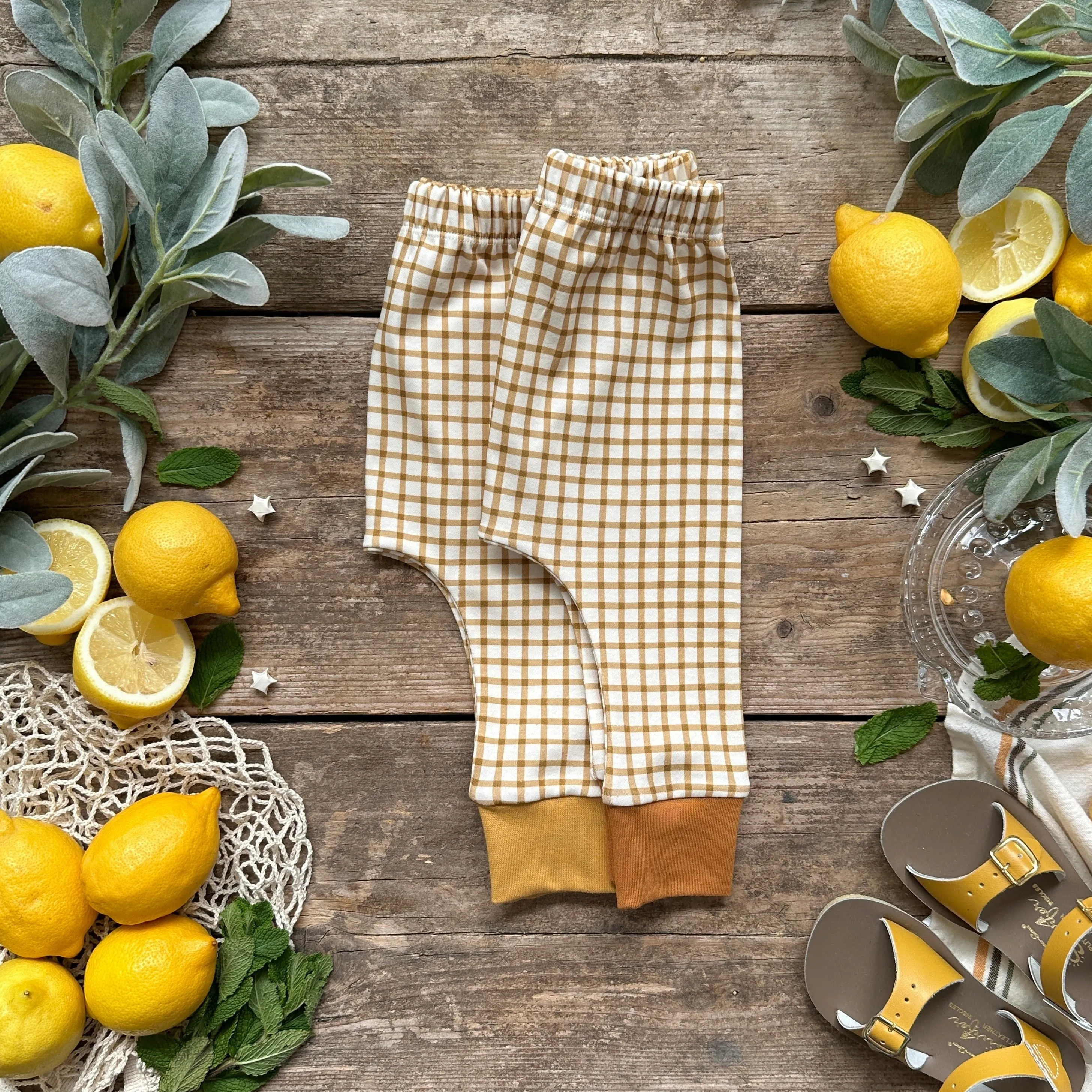 Mustard Gingham Harem Leggings