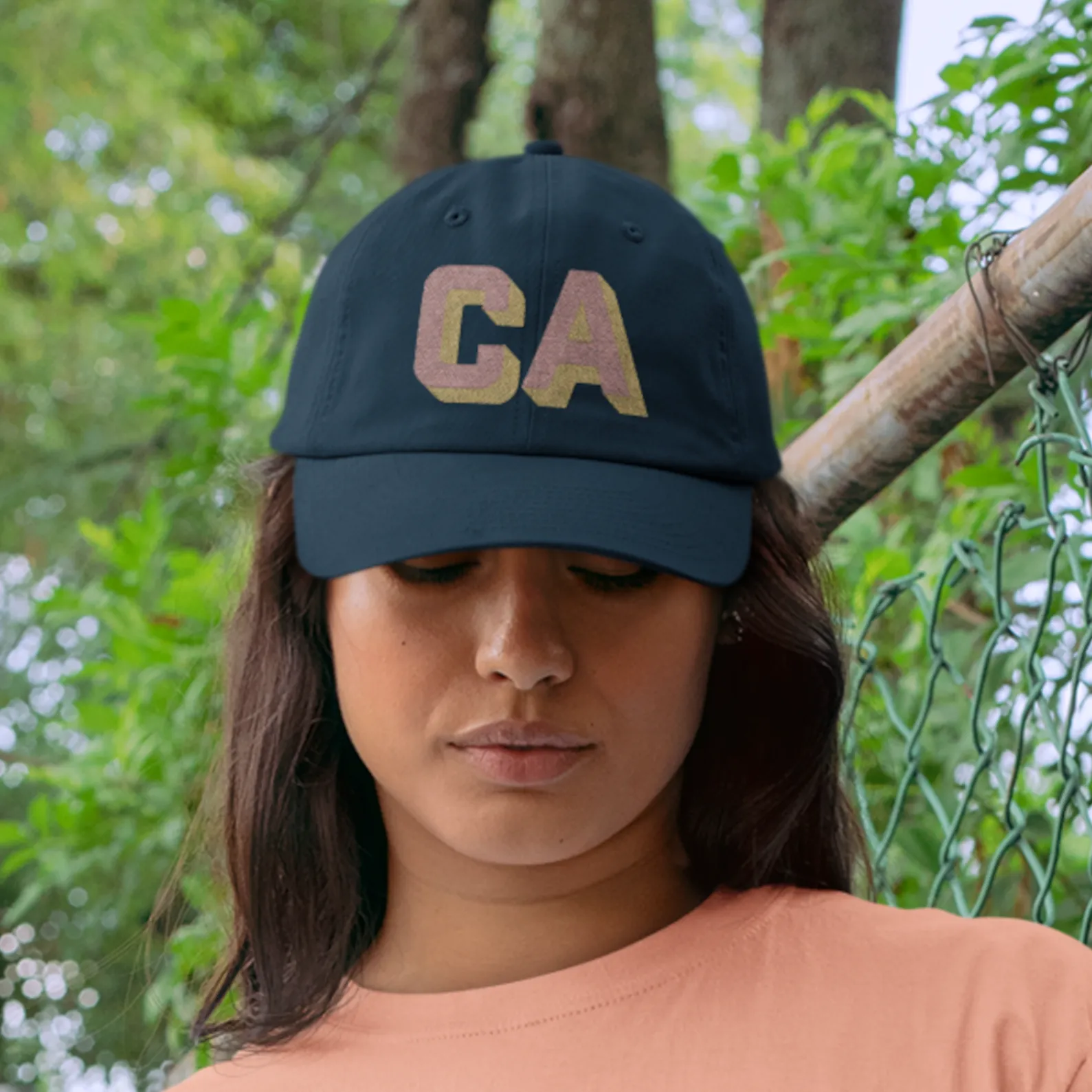 Navy Dad Hat - Rose & Gold Shadow Block Lettering