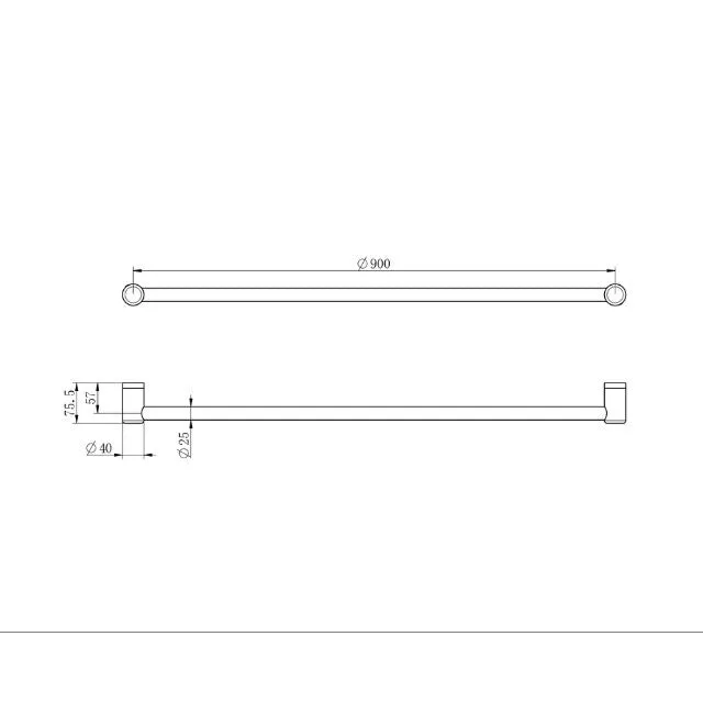 Nero Mecca Care 25mm Grab Rail 900mm Matte Black