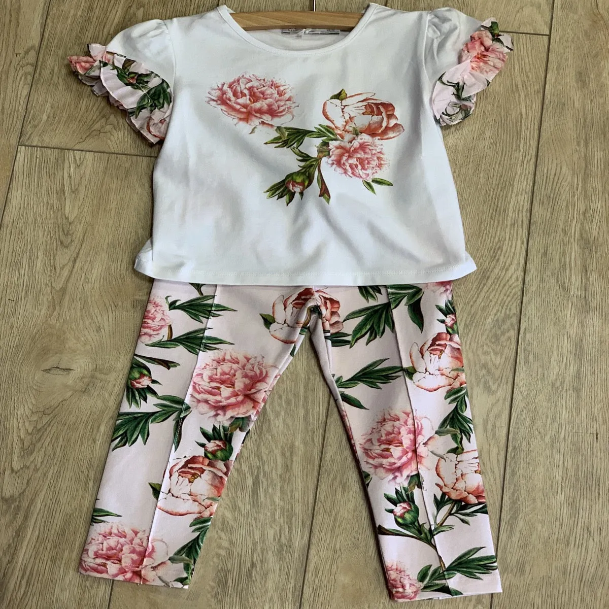 Patachou Girls White and Pink Roses Shirt