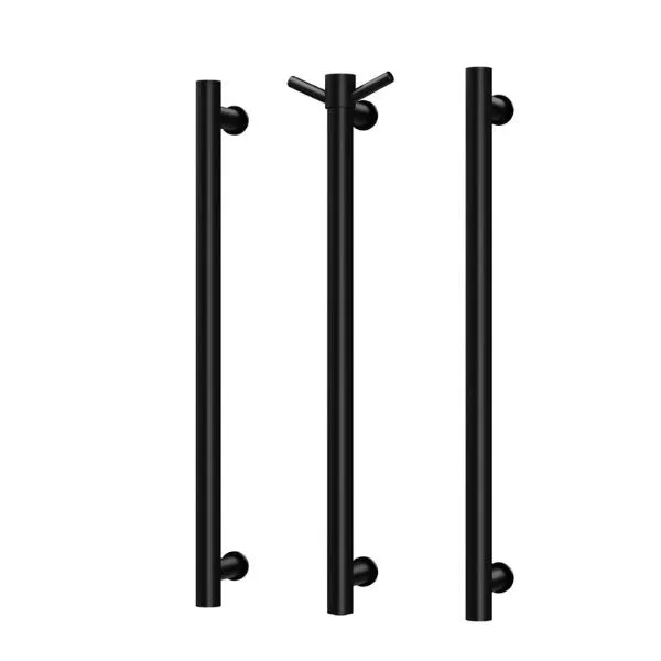 Phoenix Heated Triple Towel Rail Round 800mm - Matte Black