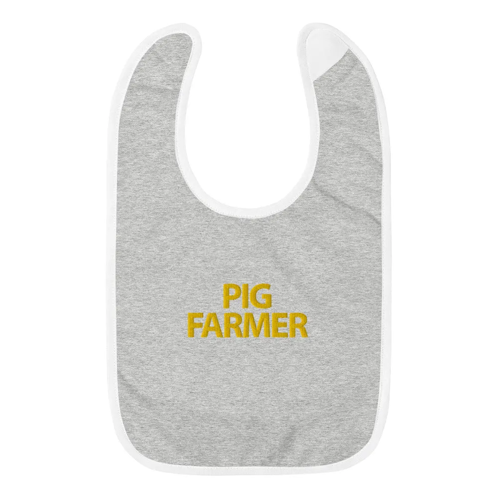 Pig Farmer Embroidered Baby Bib cute tyke tot toddler gift present babies cool classy unique unusual