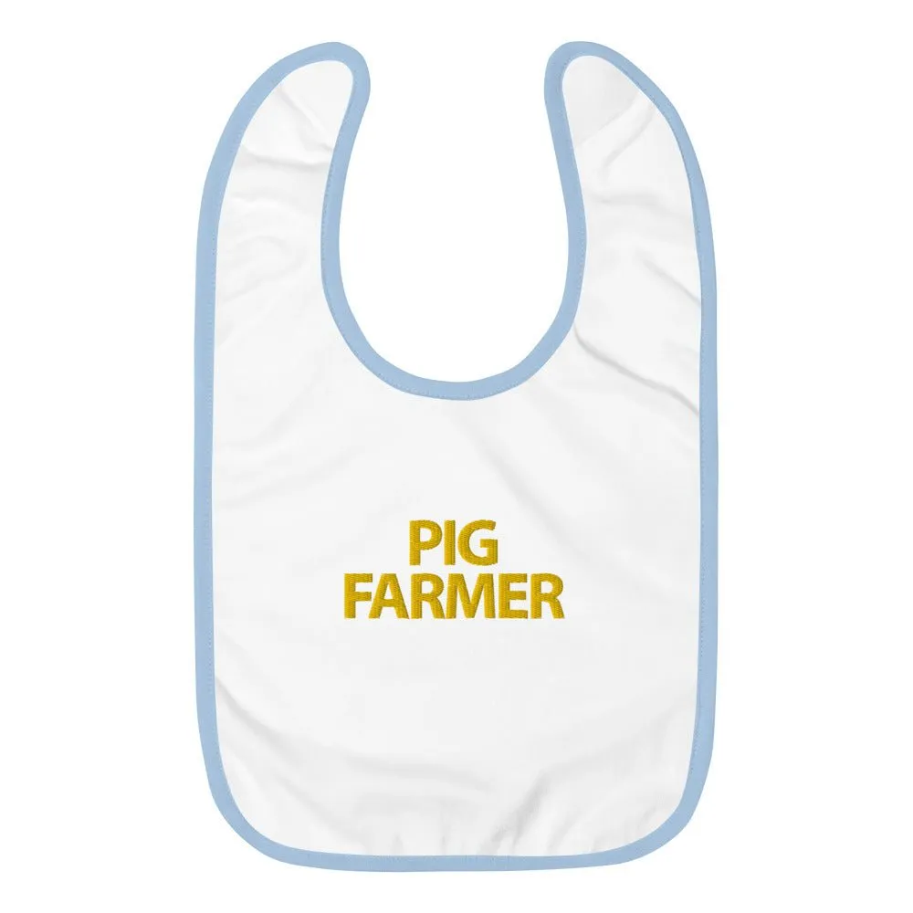 Pig Farmer Embroidered Baby Bib cute tyke tot toddler gift present babies cool classy unique unusual