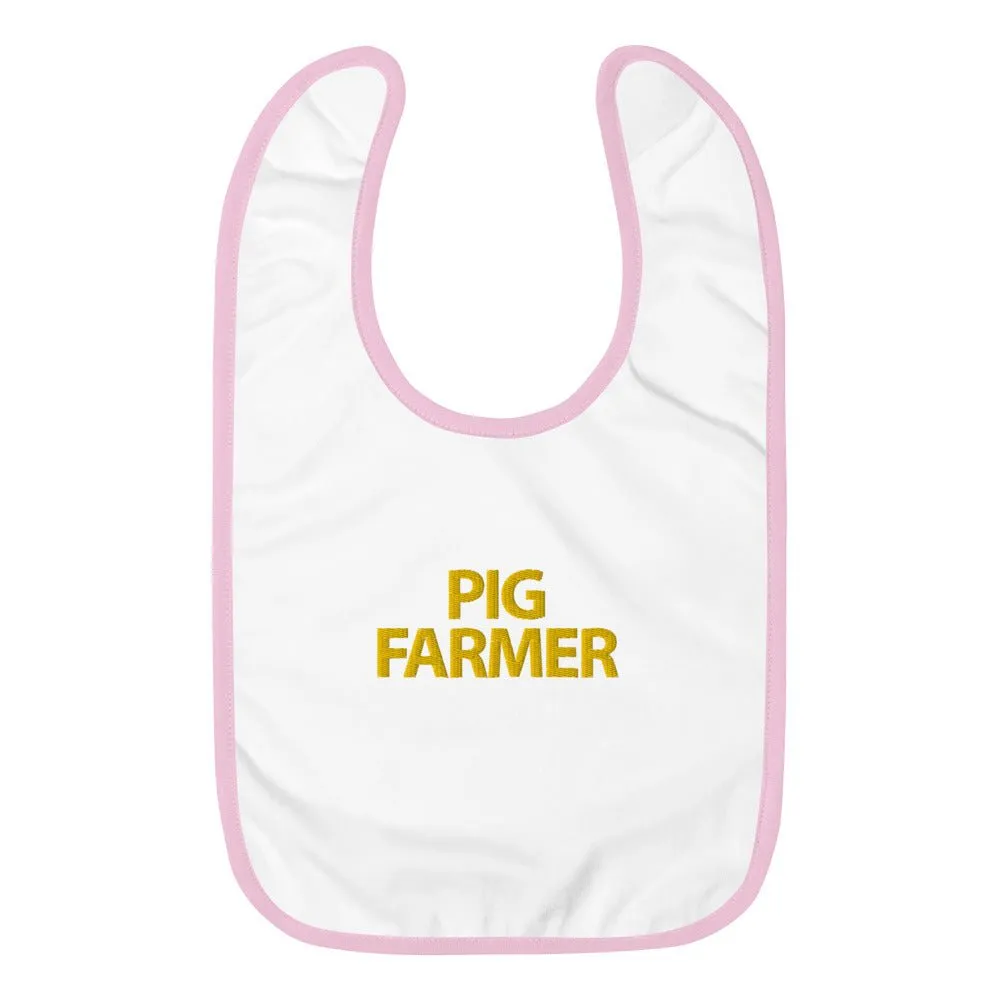 Pig Farmer Embroidered Baby Bib cute tyke tot toddler gift present babies cool classy unique unusual