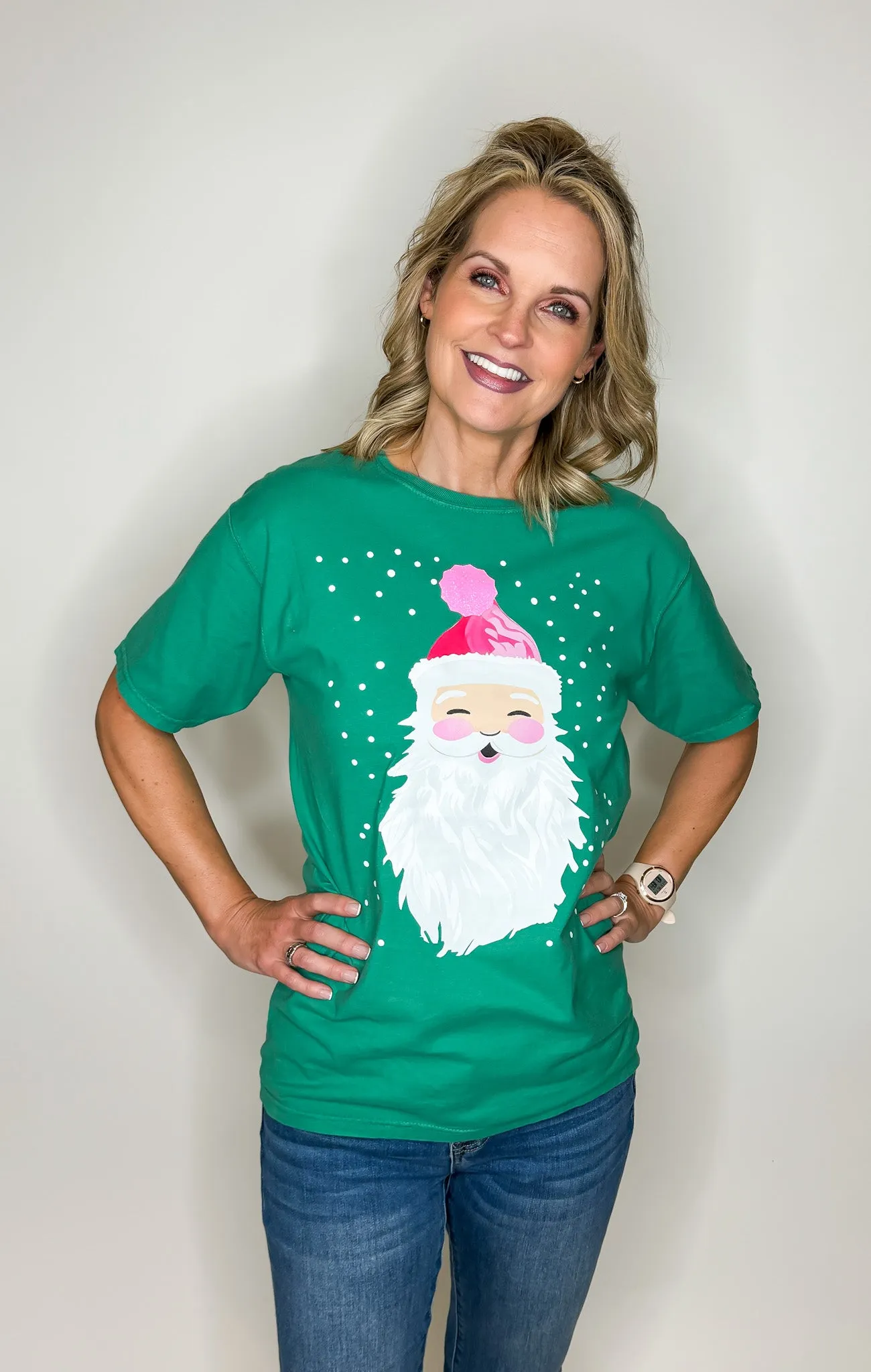 Pink Santa Graphic Tee