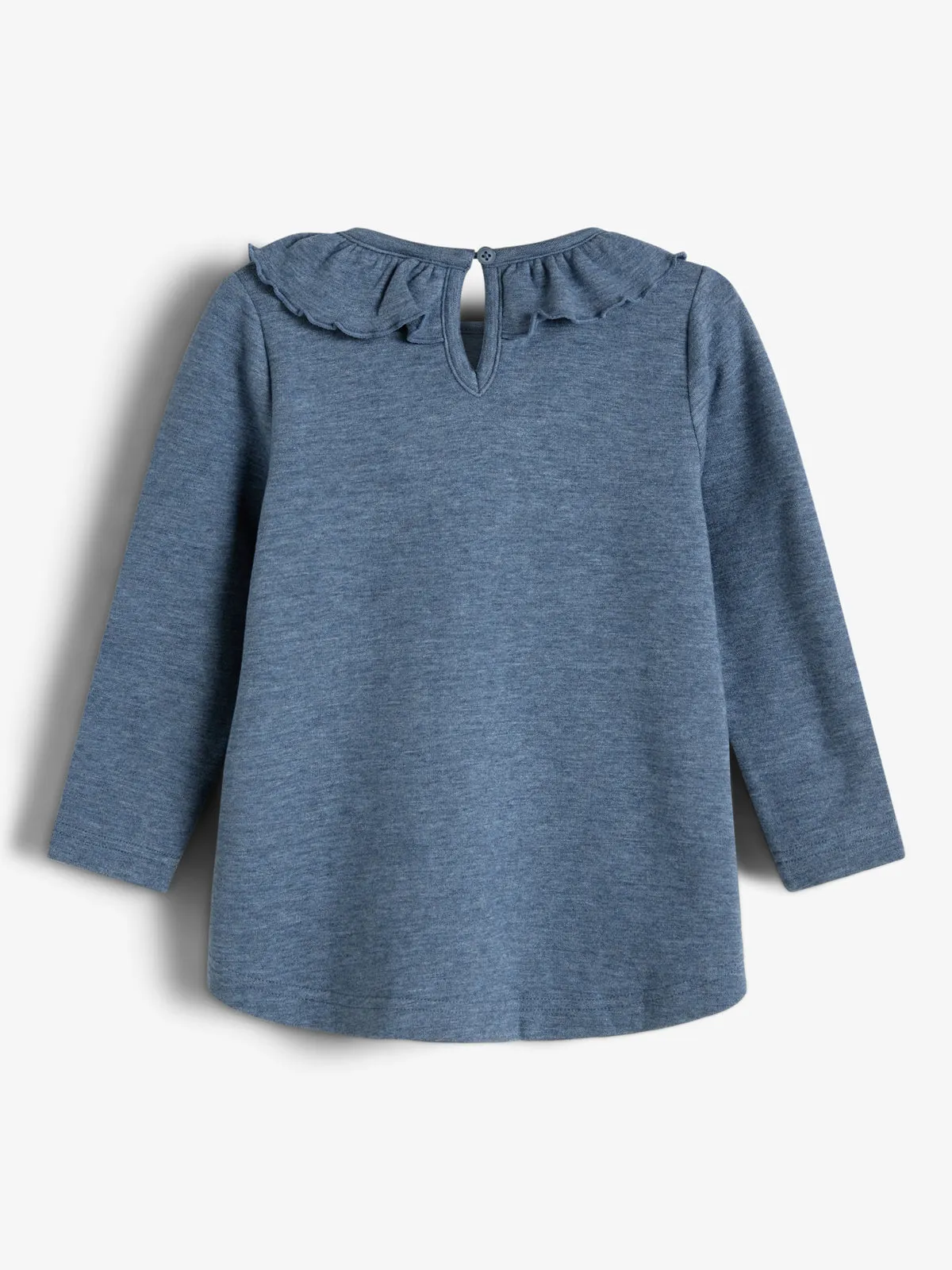 Plush Jersey Pierrot Collar Blouse - Little - Blue Melange