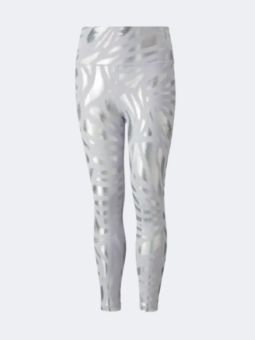 Puma  Nova Shine Printed Girls Lifestyle Tight Silver Grey