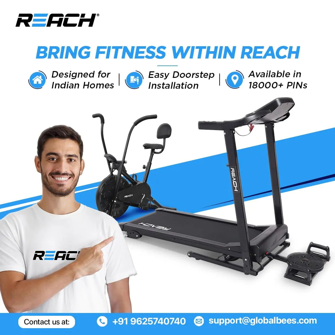 Reach PRO600 Gym Bench | 3 In 1 Heavy Duty Adjustable Incline, Decline & Flat Workout Bench for Home | Full Body Workout Weight Training Bench | Max User Weight 110Kg | 12 Months Warranty