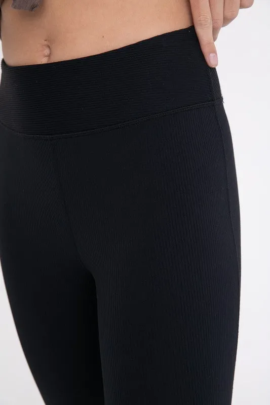 Ribbed Flare High-Waist Leggings