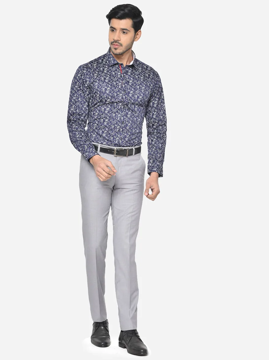 Rich Lavender Printed Slim Fit Party Wear Shirt | Greenfibre