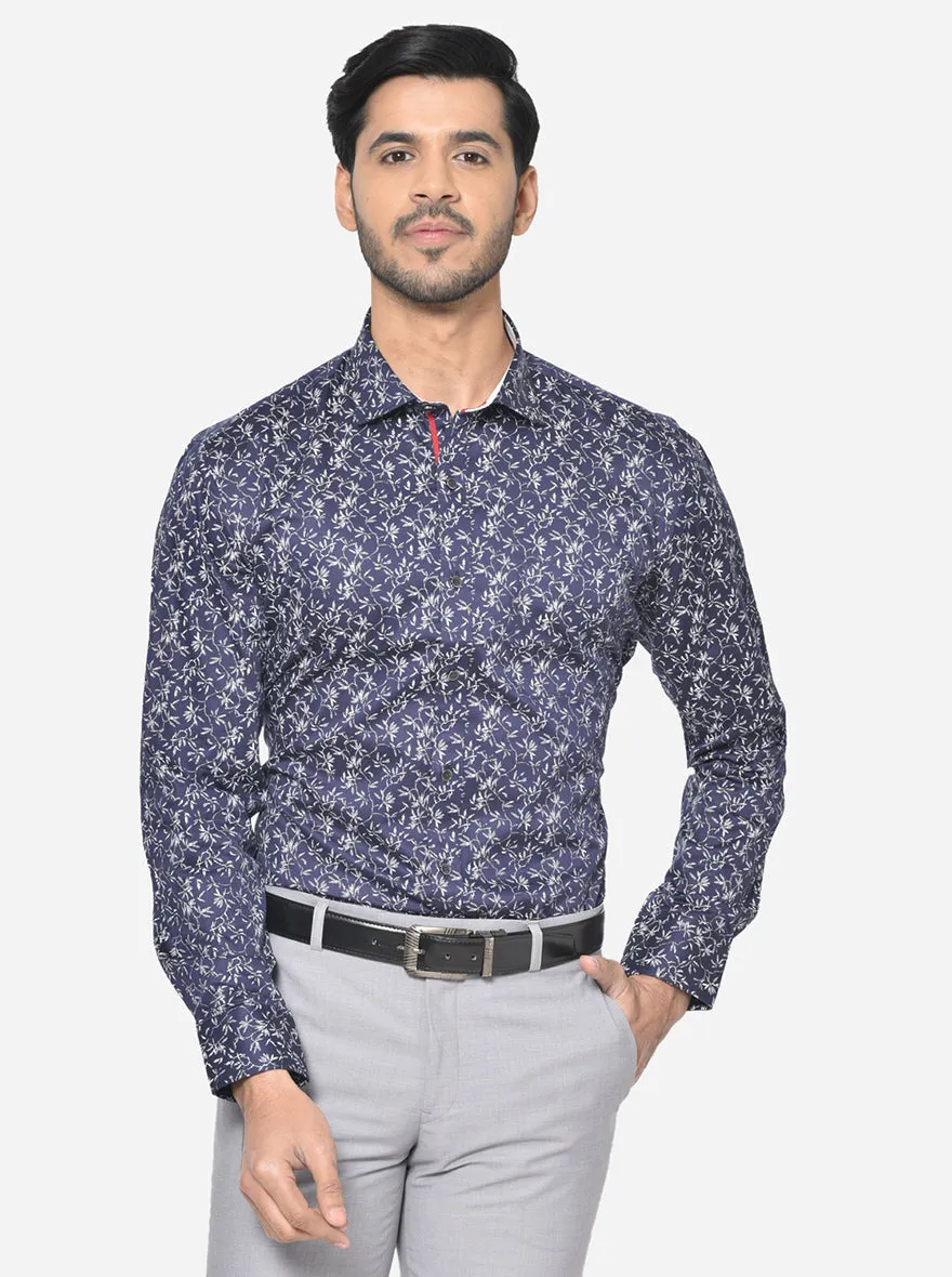 Rich Lavender Printed Slim Fit Party Wear Shirt | Greenfibre