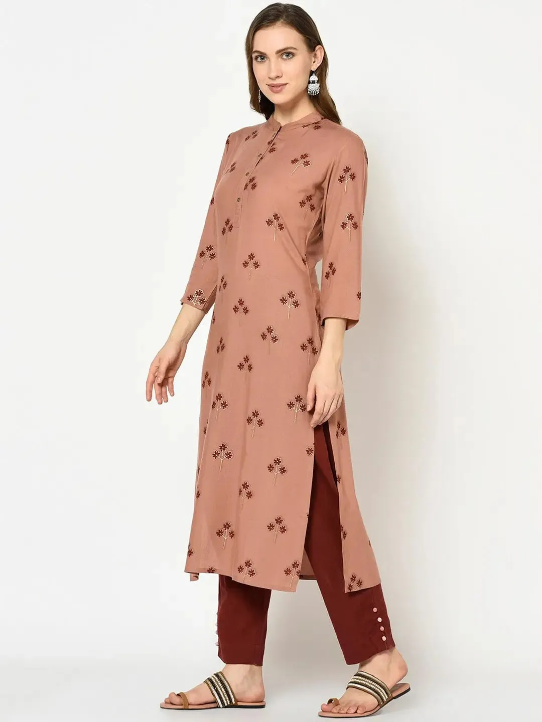 Rust Printed Kurta