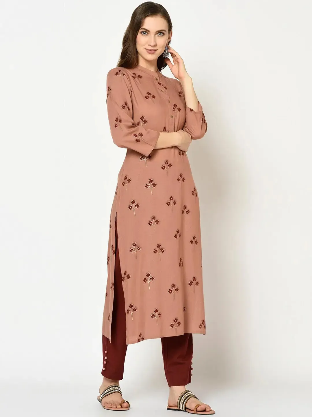 Rust Printed Kurta