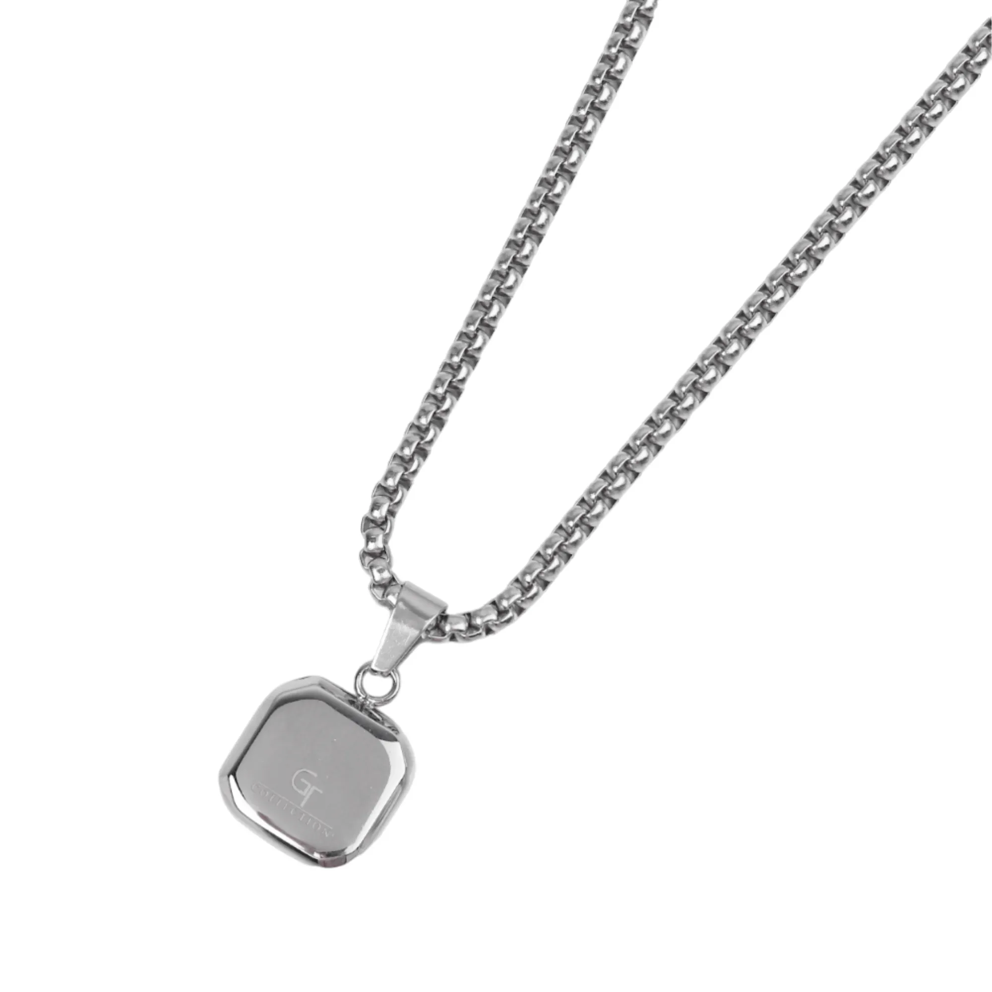 Silver Necklace with Square Onyx Pendant