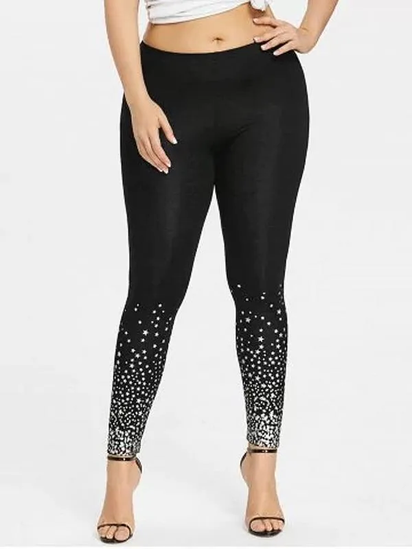 Star Printed Elastic Leggings