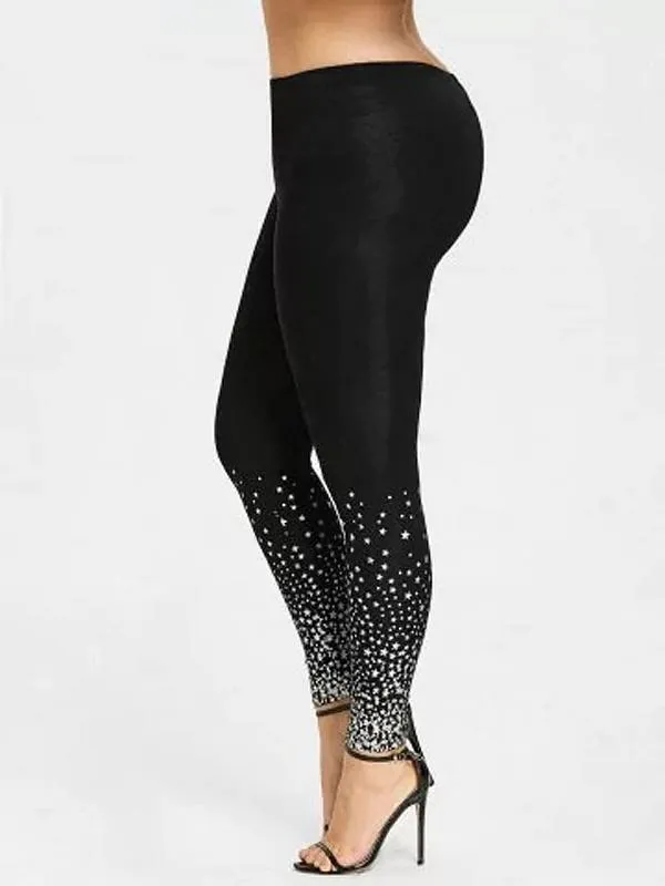 Star Printed Elastic Leggings