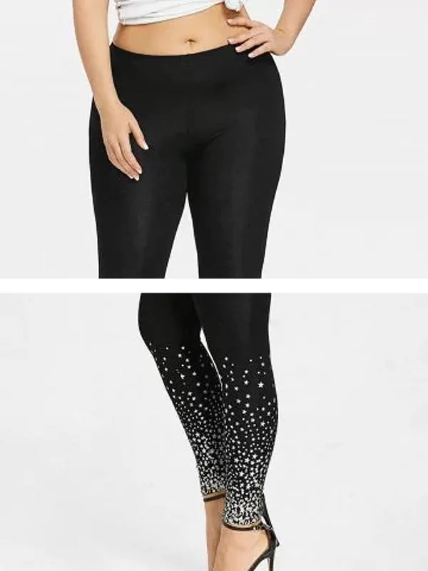 Star Printed Elastic Leggings