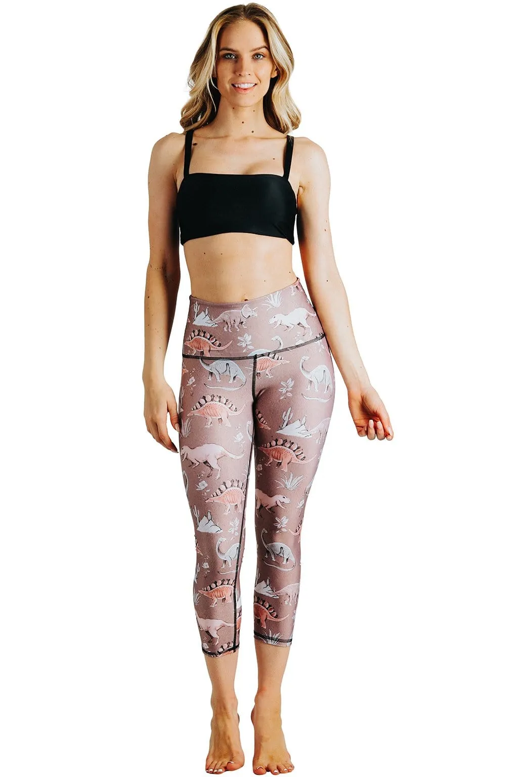 Stokasaurus Printed Yoga Crops