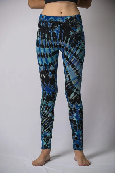 Super Soft Comfortable Womens Leggings Tie Dye Blue Black