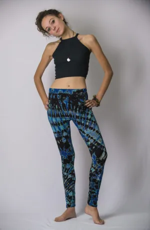 Super Soft Comfortable Womens Leggings Tie Dye Blue Black