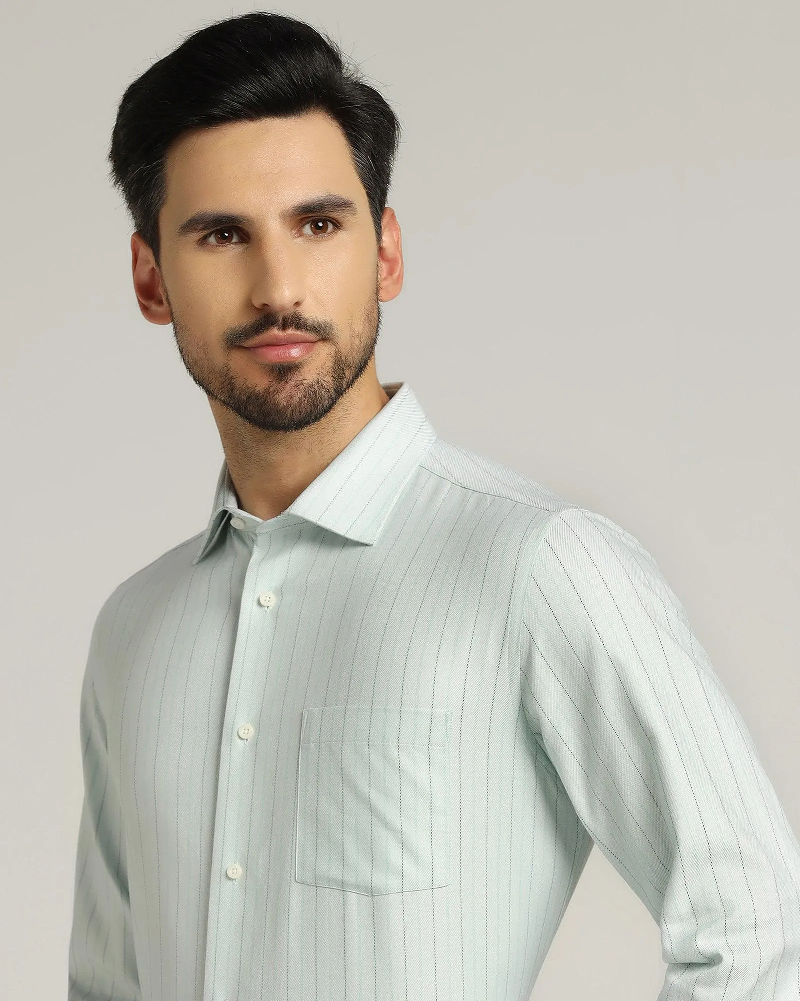 Temp Tech Formal Green Striped Shirt - Primer