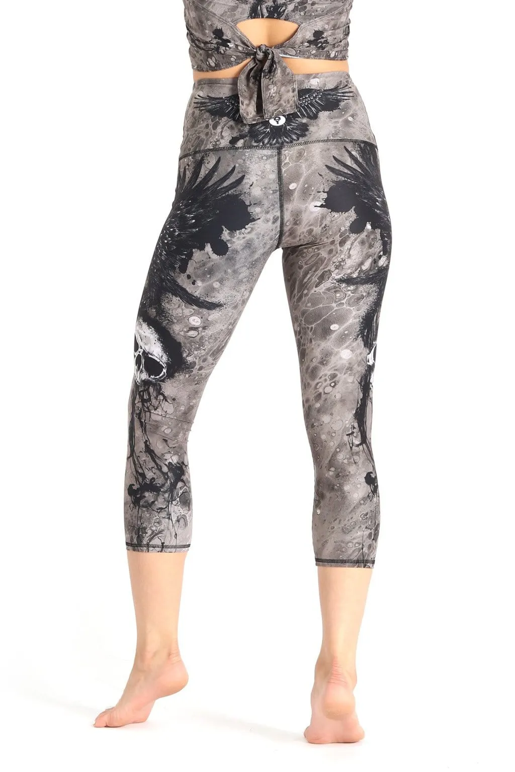 The Raven Printed Yoga Crops