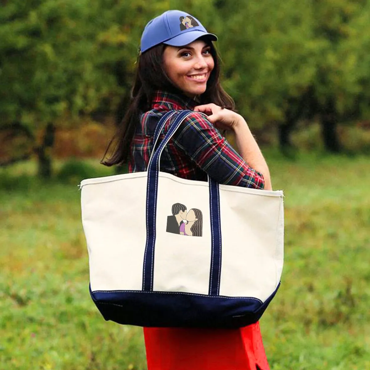 Timeless Pair: Embroidered Hat & Tote Bag for Couples