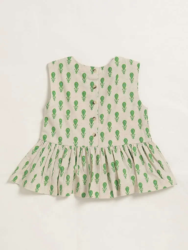 Utsa Kids Off White Printed Top (8 -14yrs)