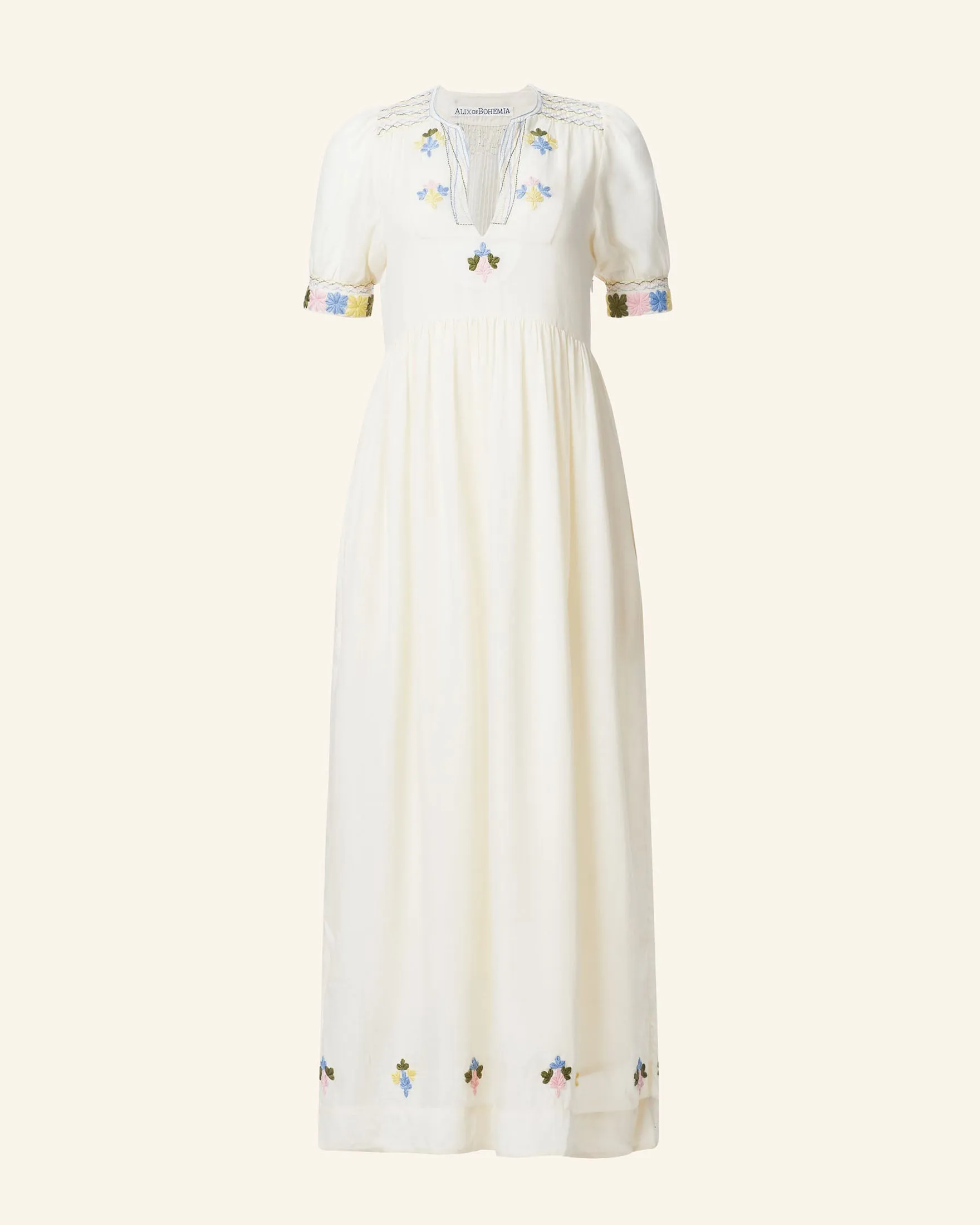 Waverly Oyster Embroidered Dress