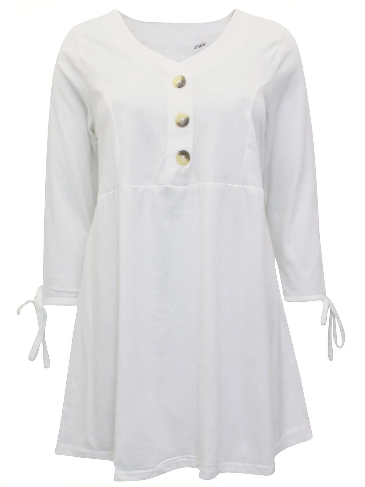 White V Neck Button Top